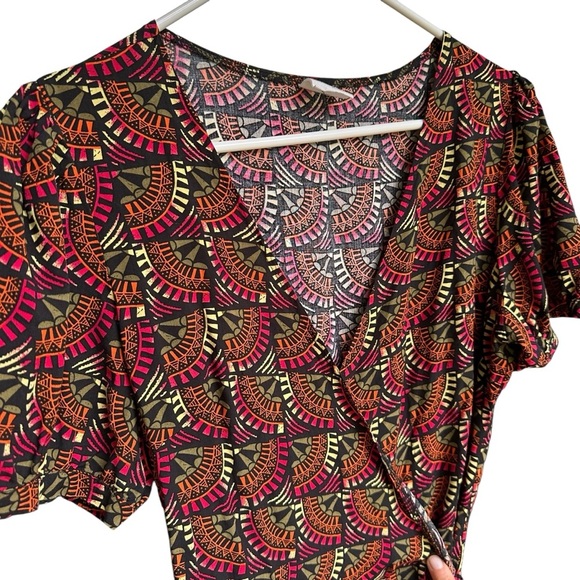 Silk & Salt Anthropologie Surplice Wrap Maroon Midi Dress Sz M - Picture 3 of 10